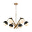Atlas Lighting Blind Tiger 32''W 6Lt Chandelier, Black/Brass/White