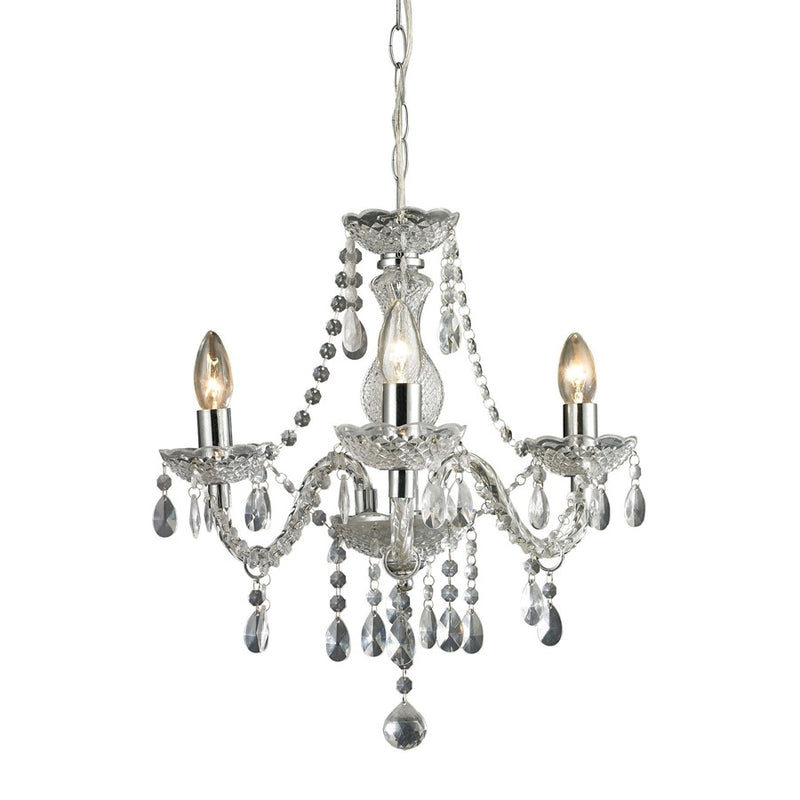 Atlas Lighting Theatre 16in 3-Light Chandelier | Traditional Chrome and Clear Crystal | Dining Room & Living Room | 16 x 16 x 17 in | Model CL12021-CL