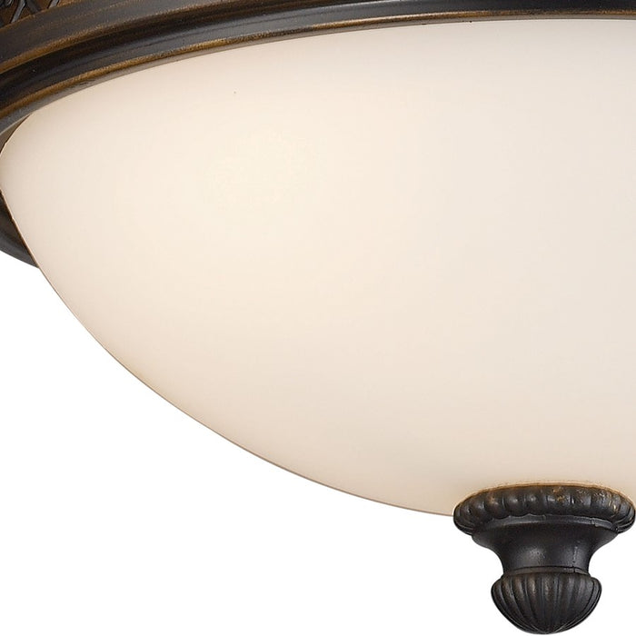 Atlas Lighting Georgia 13'' Wide 2Lt Flush Mount, Deep Rust/White