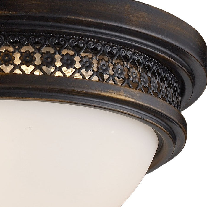 Atlas Lighting Georgia 13'' Wide 2Lt Flush Mount, Deep Rust/White