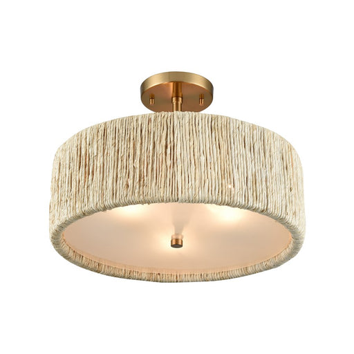 Atlas Lighting Abaca 16.75''W 3Lt Semi Flush Mount, Brass/Natural