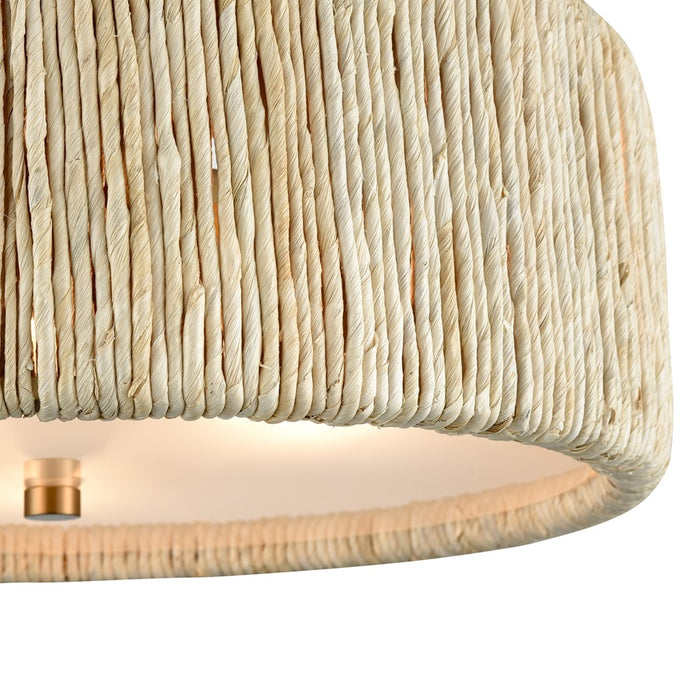 Atlas Lighting Abaca 16.75''W 3Lt Semi Flush Mount, Brass/Natural