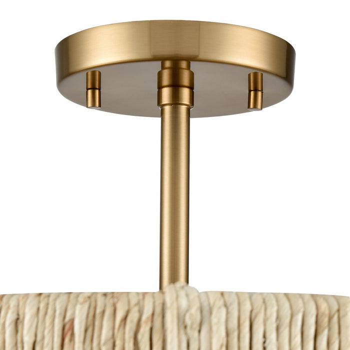 Atlas Lighting Abaca 16.75''W 3Lt Semi Flush Mount, Brass/Natural