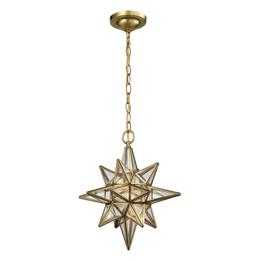 Atlas Lighting Beamer 12''W 1Lt Mini Pendant, Brushed Brass/Clear