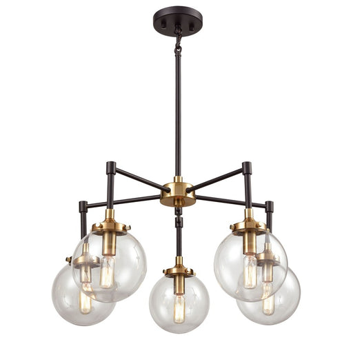 Atlas Lighting Boudreaux 23'' Wide 5Lt Chandelier, Black/Gold/Clear
