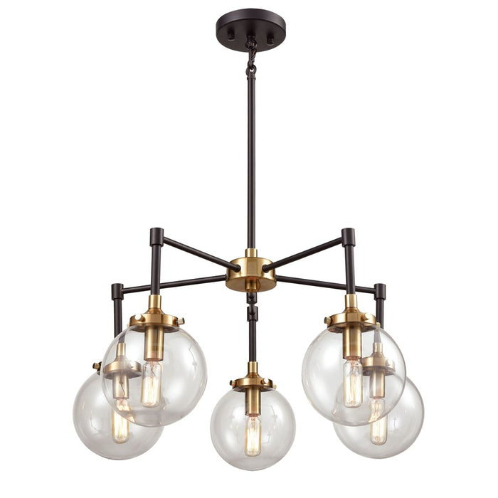 Atlas Lighting Boudreaux 23'' Wide 5Lt Chandelier, Black/Gold/Clear