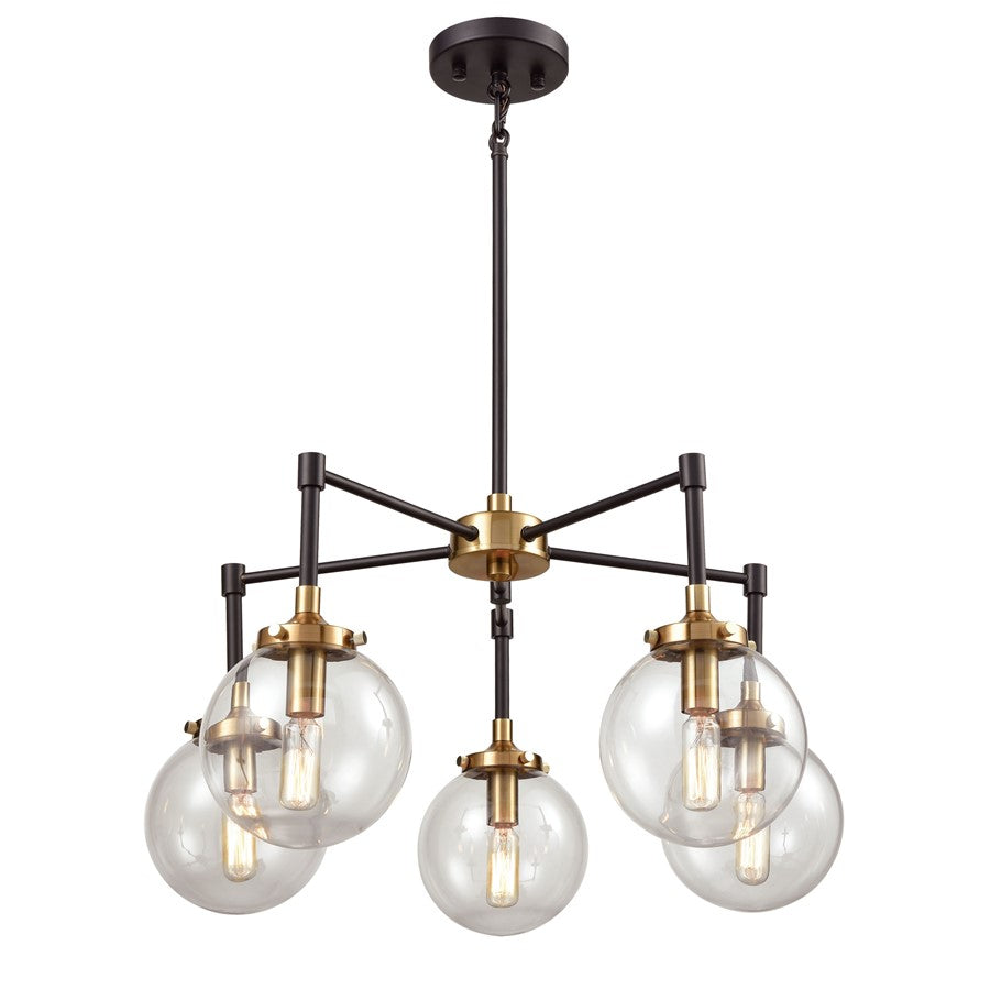 Atlas Lighting Boudreaux 23'' Wide 5Lt Chandelier, Black/Gold/Clear