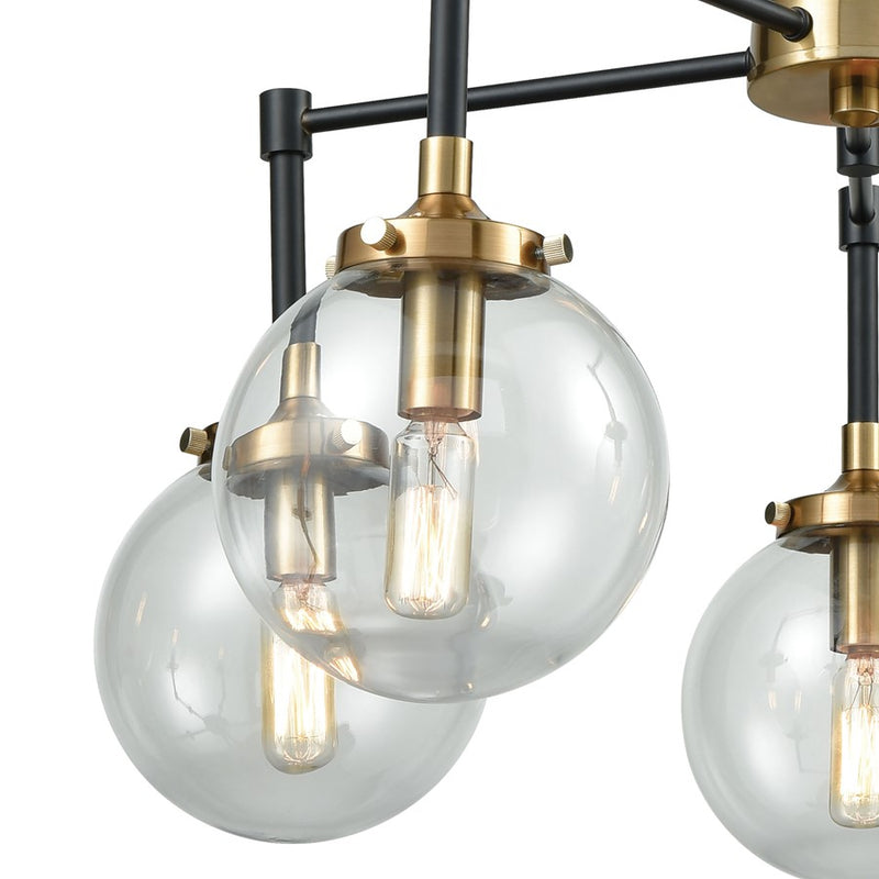 Atlas Lighting Boudreaux 23'' Wide 5Lt Chandelier, Black/Gold/Clear