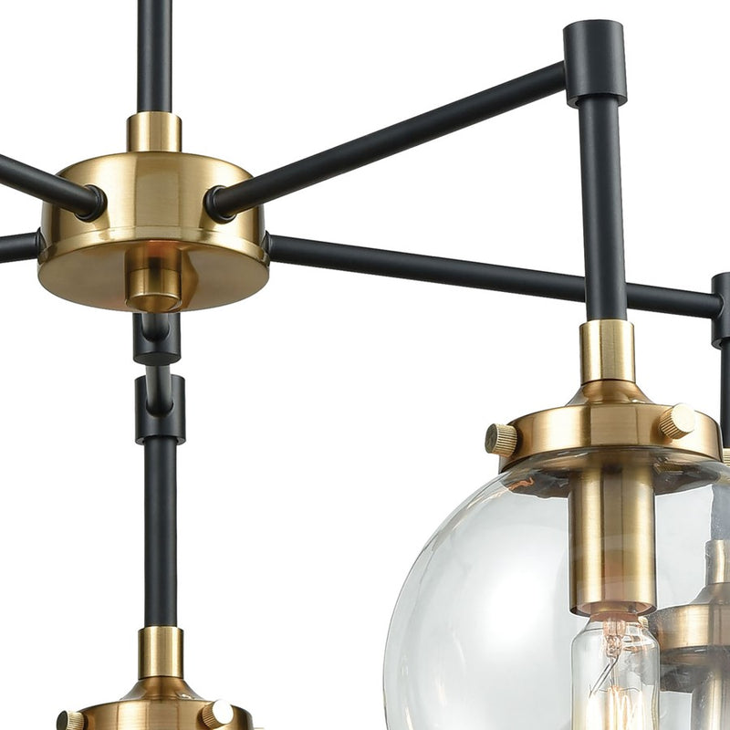 Atlas Lighting Boudreaux 23in 5-Light Chandelier | Modern Antique Gold and Matte Black with Clear Glass | Dining Room & Kitchen | Model CL12076-GD