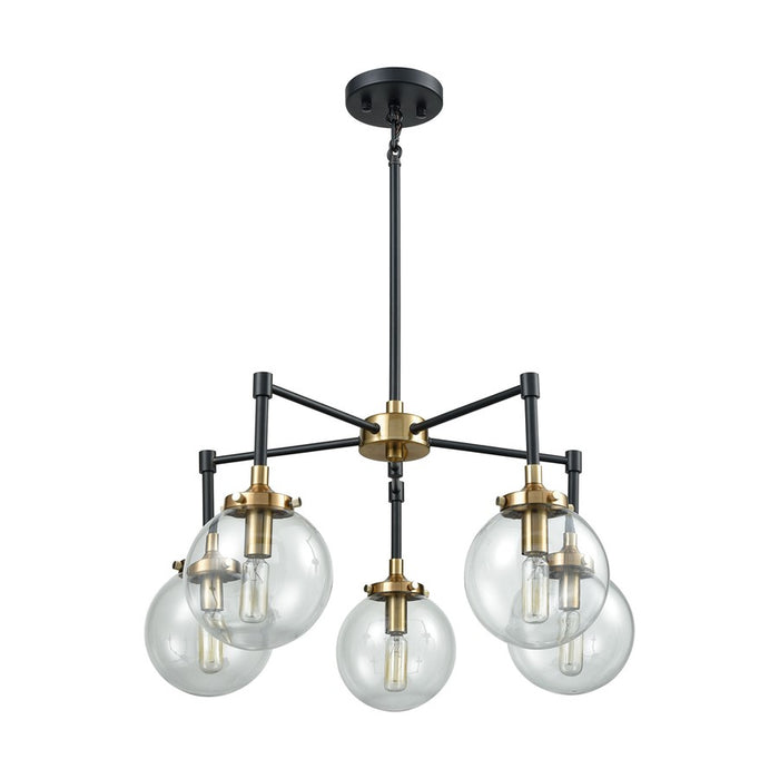 Atlas Lighting Boudreaux 23'' Wide 5Lt Chandelier, Black/Gold/Clear