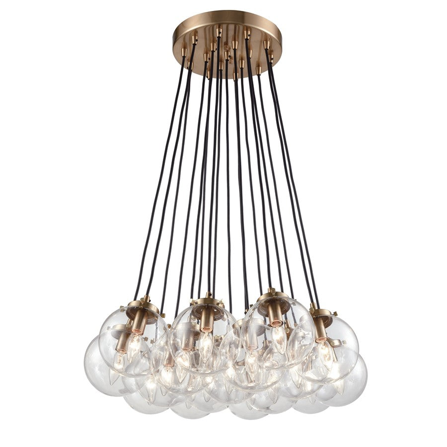Atlas Lighting Boudreaux 29''W 17Lt Chandelier, Black/Gold/Clear