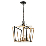 Atlas Lighting Bridgette 16in 4-Light Chandelier | Modern Matte Black and Satin Brass | Dining Room & Living Room | 16 x 16 x 17 in | Model CL12088-BK