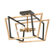 Atlas Lighting Bridgette 16in 4-Light Semi-Flush Mount | Modern Matte Black and Satin Brass | Bedroom & Living Room | Model CL12089-BK