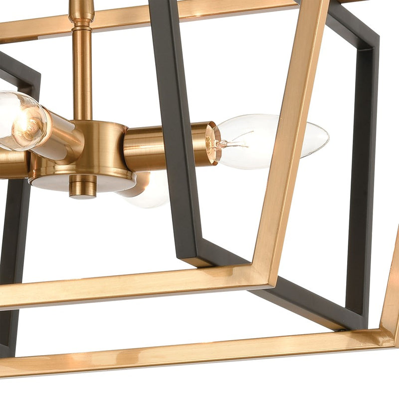 Atlas Lighting Bridgette 16in 4-Light Semi-Flush Mount | Modern Matte Black and Satin Brass | Bedroom & Living Room | Model CL12089-BK
