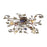 Atlas Lighting Brillare 36''W 4Lt Semi Flush, Bronzed Rust/Multi