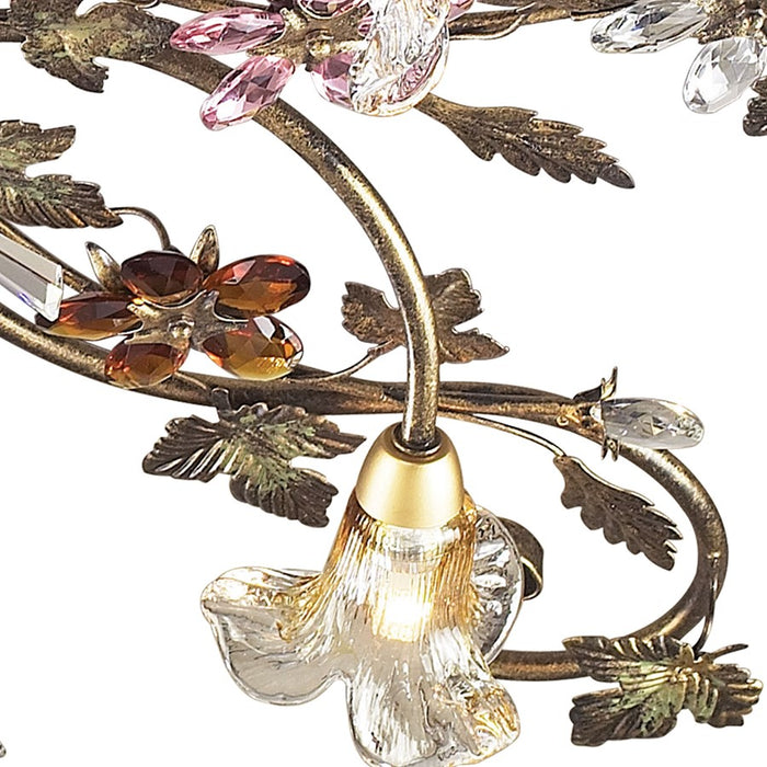 Atlas Lighting Brillare 36''W 4Lt Semi Flush, Bronzed Rust/Multi
