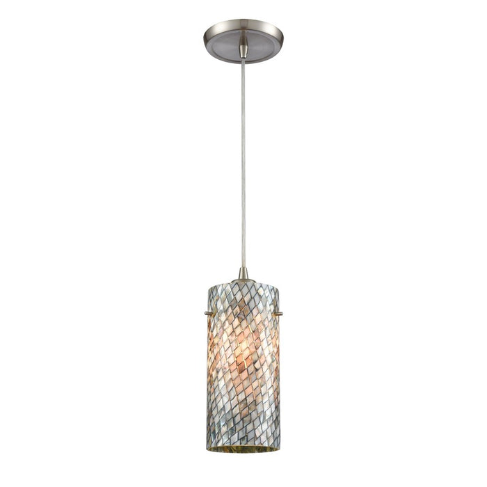 Atlas Lighting Capri 5'' Wide 1Lt Pendant, Satin Nickel/Gray