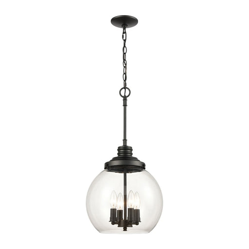 Atlas Lighting Chandra 13'' Wide 4Lt Pendant, Matte Black/Clear