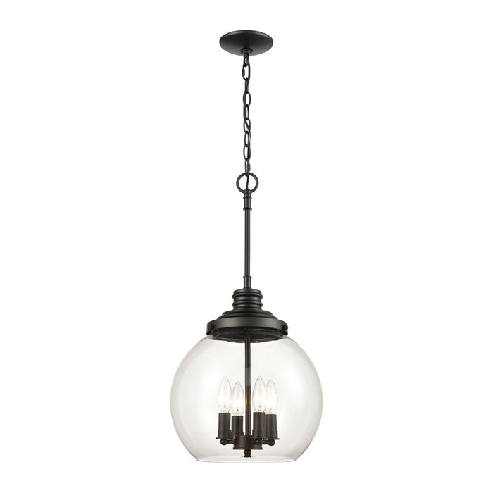 Atlas Lighting Chandra 13'' Wide 4Lt Pendant, Matte Black/Clear
