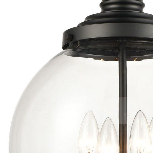 Atlas Lighting Chandra 13'' Wide 4Lt Pendant, Matte Black/Clear