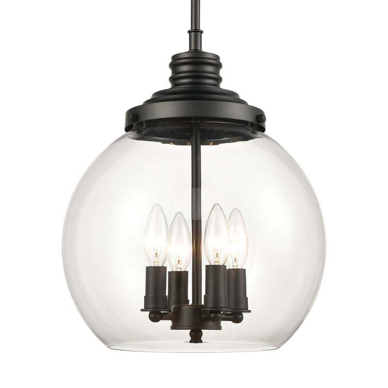 Atlas Lighting Chandra 13'' Wide 4Lt Pendant, Matte Black/Clear