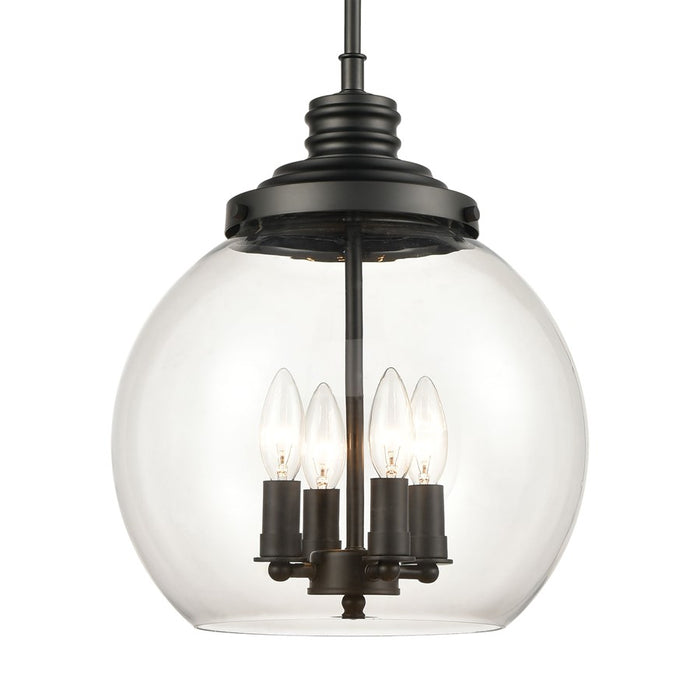 Atlas Lighting Chandra 13'' Wide 4Lt Pendant, Matte Black/Clear