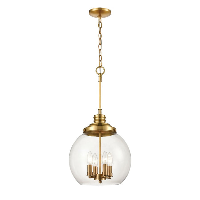 Atlas Lighting Chandra 13'' Wide 4Lt Pendant, Burnished Brass/Clear