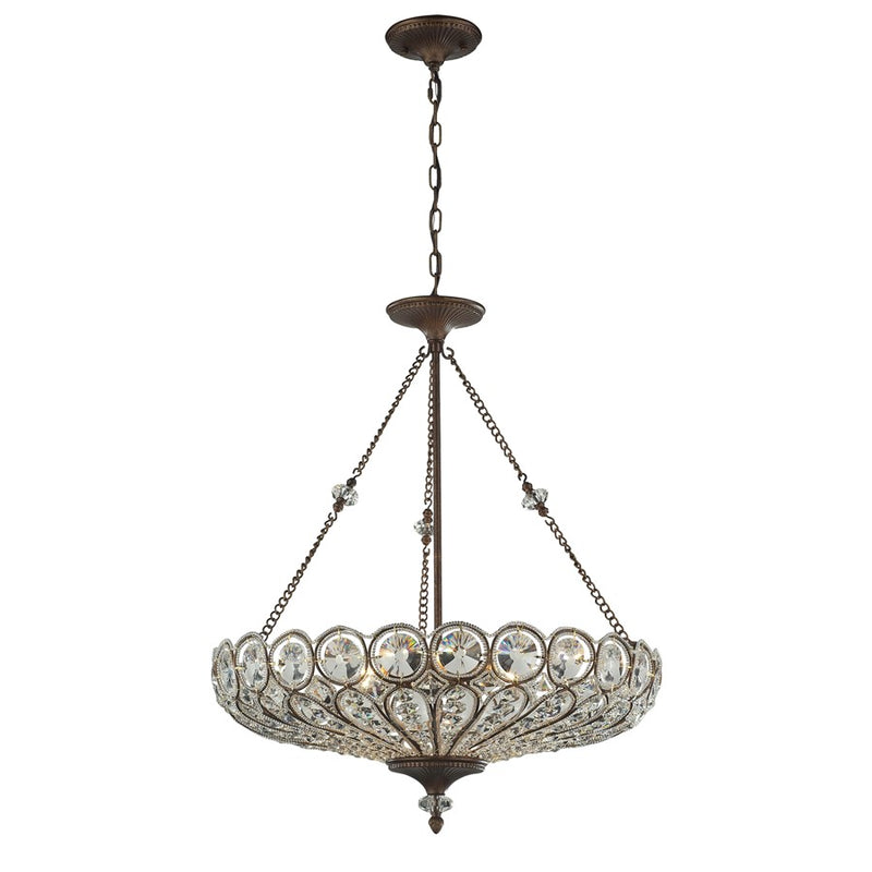 Atlas Lighting Christina 26in 6-Light Chandelier | Traditional Antique Bronze and Brown Crystal | Living Room & Dining Room | Model CL12125-BZ