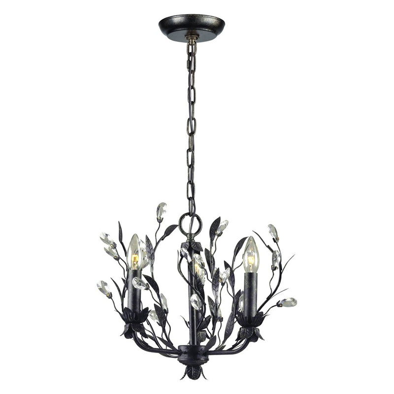 Atlas Lighting Circeo 16in 3-Light Chandelier | Traditional Silvered Bronze and Crystal | Dining Room & Living Room | Model CL12129-BZ