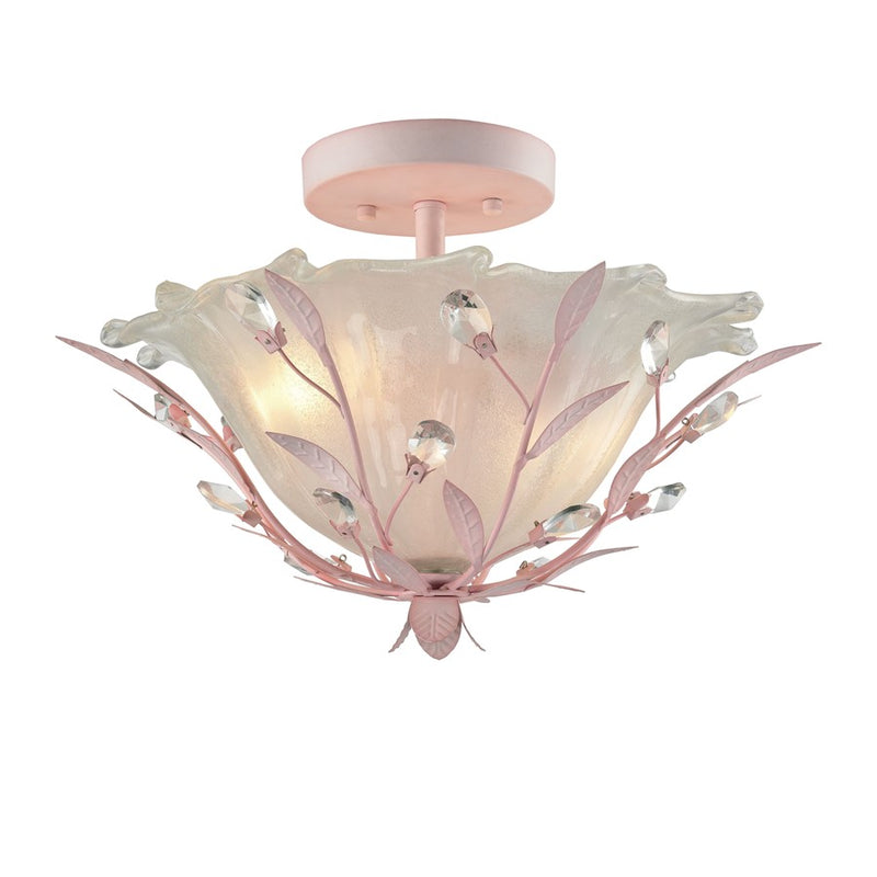 Atlas Lighting Circeo 17in 2-Light Semi-Flush Mount | Traditional Light Pink and White Frosted Glass | Bedroom & Living Room | Model CL12130-PK