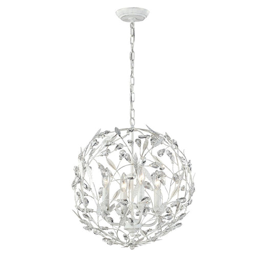 Atlas Lighting Circeo 19in 4-Light Chandelier | Traditional Antique White and Clear Crystal | Dining Room & Foyer | 19 x 19 x 19 in | Model CL12131-WH