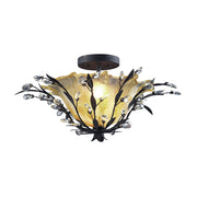 Atlas Lighting Circeo 24in 2-Light Semi-Flush Mount | Traditional Silvered Bronze and Amber Glass | Entryway & Hallway | Model CL12134-BZ