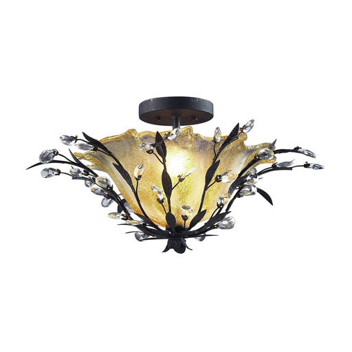 Atlas Lighting Circeo 24in 2-Light Semi-Flush Mount | Traditional Silvered Bronze and Amber Glass | Entryway & Hallway | Model CL12134-BZ