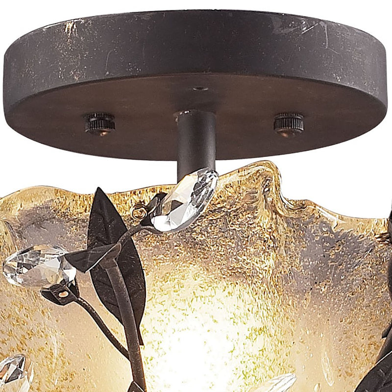 Atlas Lighting Circeo 24in 2-Light Semi-Flush Mount | Traditional Silvered Bronze and Amber Glass | Entryway & Hallway | Model CL12134-BZ
