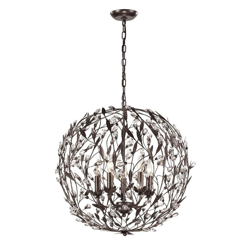 Atlas Lighting Circeo 24in 5-Light Chandelier | Traditional Silvered Bronze and Clear Crystal | Dining Room & Foyer | Model CL12135-BZ