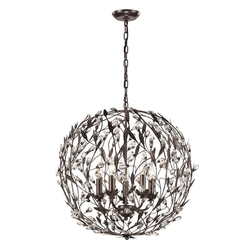 Atlas Lighting Circeo 24in 5-Light Chandelier | Traditional Silvered Bronze and Clear Crystal | Dining Room & Foyer | Model CL12135-BZ