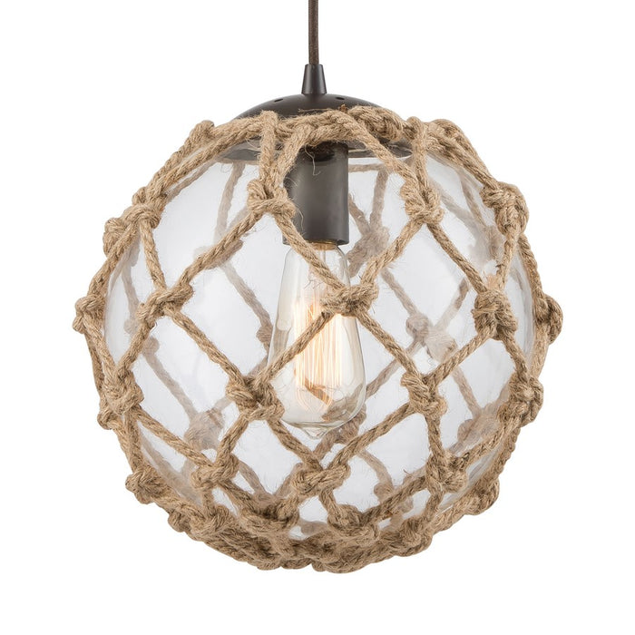 Atlas Lighting Coastal Inlet 11'' Wide 1Lt Pendant, Bronze/Clear