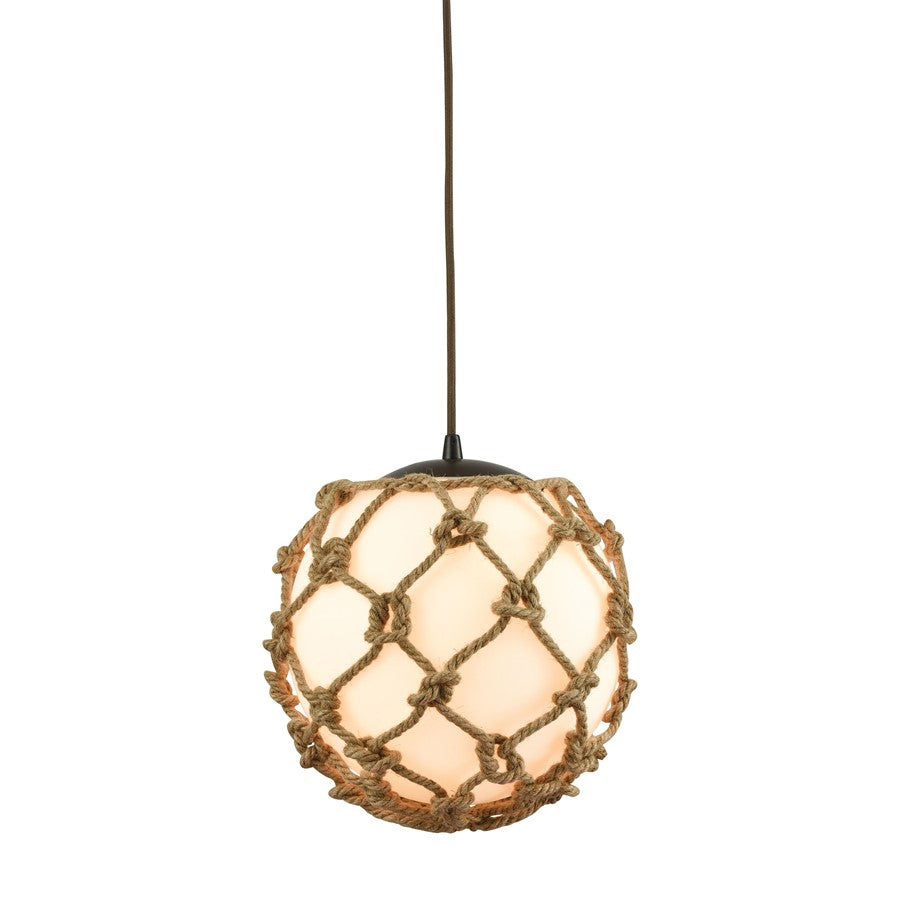 Atlas Lighting Coastal Inlet 11'' Wide 1Lt Pendant, Bronze/White