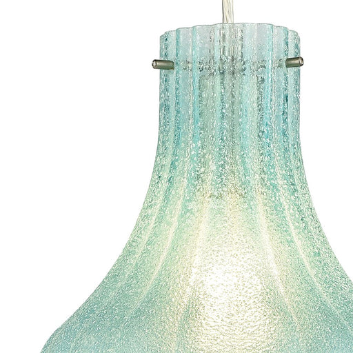 Atlas Lighting Coastal Scallop 8''W 1Lt Mini Pendant, Nickel/Green