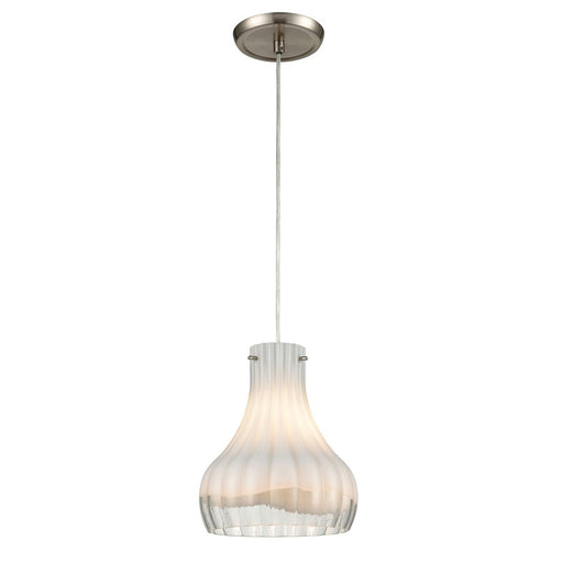 Atlas Lighting Coastal Scallop 8''W 1Lt Mini Pendant, Nickel/Clear