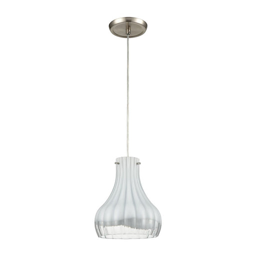 Atlas Lighting Coastal Scallop 8''W 1Lt Mini Pendant, Nickel/Clear