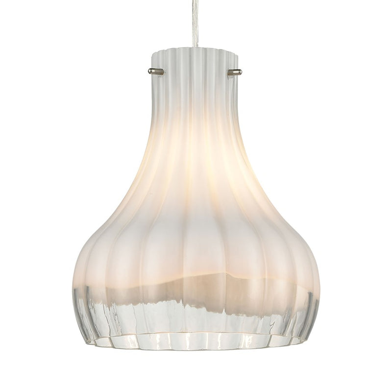 Atlas Lighting Coastal Scallop 8''W 1Lt Mini Pendant, Nickel/Clear