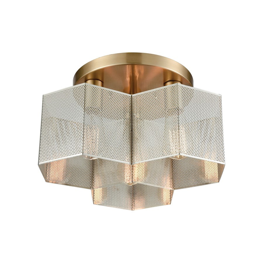 Atlas Lighting Compartir 15''W 3Lt Semi Flush Mount, Nickel/Nickel