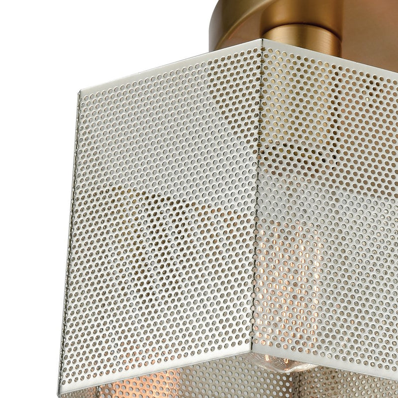 Atlas Lighting Compartir 15in 3-Light Semi Flush Mount | Modern Satin Brass and Polished Nickel Honeycomb | Entryway & Hallway | Model CL12152-BS