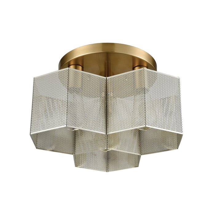 Atlas Lighting Compartir 15''W 3Lt Semi Flush Mount, Nickel/Nickel