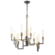 Atlas Lighting Congruency 29in 12-Light Chandelier | Modern Oil Rubbed Bronze and Satin Brass | Dining Room & Living Room | Model CL12156-BZ