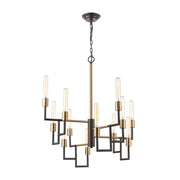 Atlas Lighting Congruency 29in 12-Light Chandelier | Modern Oil Rubbed Bronze and Satin Brass | Dining Room & Living Room | Model CL12156-BZ
