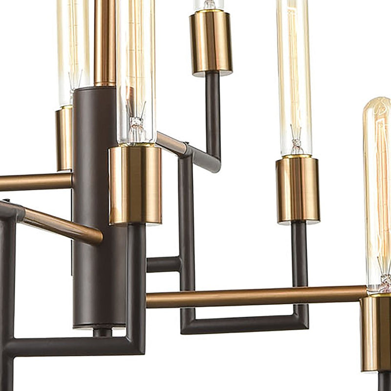 Atlas Lighting Congruency 29in 12-Light Chandelier | Modern Oil Rubbed Bronze and Satin Brass | Dining Room & Living Room | Model CL12156-BZ