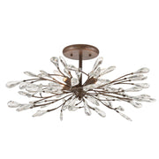 Atlas Lighting Crislett 28in 4-Light Semi Flush Mount | Transitional Sunglow Bronze and Clear Crystal | Dining Room & Living Room | Model CL12166-BZ