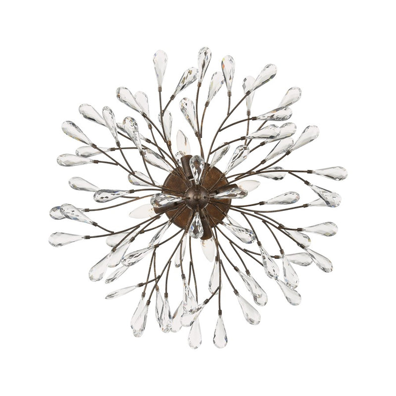 Atlas Lighting Crislett 28in 4-Light Semi Flush Mount | Transitional Sunglow Bronze and Clear Crystal | Dining Room & Living Room | Model CL12166-BZ